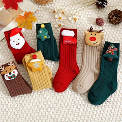 Boys Christmas Halloween Socks 7 Pairs Cartoon Santa Claus Doll