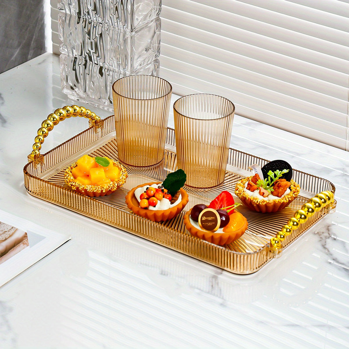 Rectangular Tray with Double Handles for Home Use