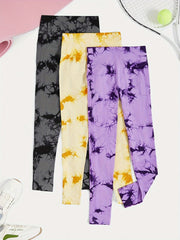 3pcs Tie Dye Seamless Yoga Pants High Stretch Leggings