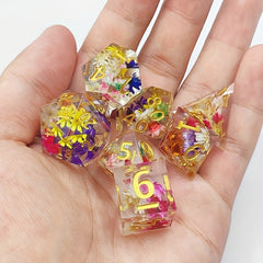7pcs Resin Flower Polyhedral Dices For Board Games