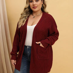 Women's Solid Argyle Long Sleeve Cardigan With Pockets