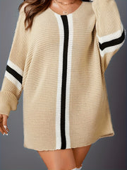 Casual Striped Batwing Sleeve V Neck Sweater