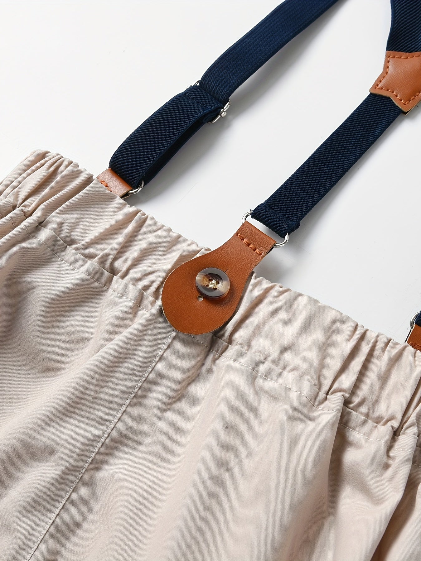 Boys Striped Shirt & Suspender Shorts Set