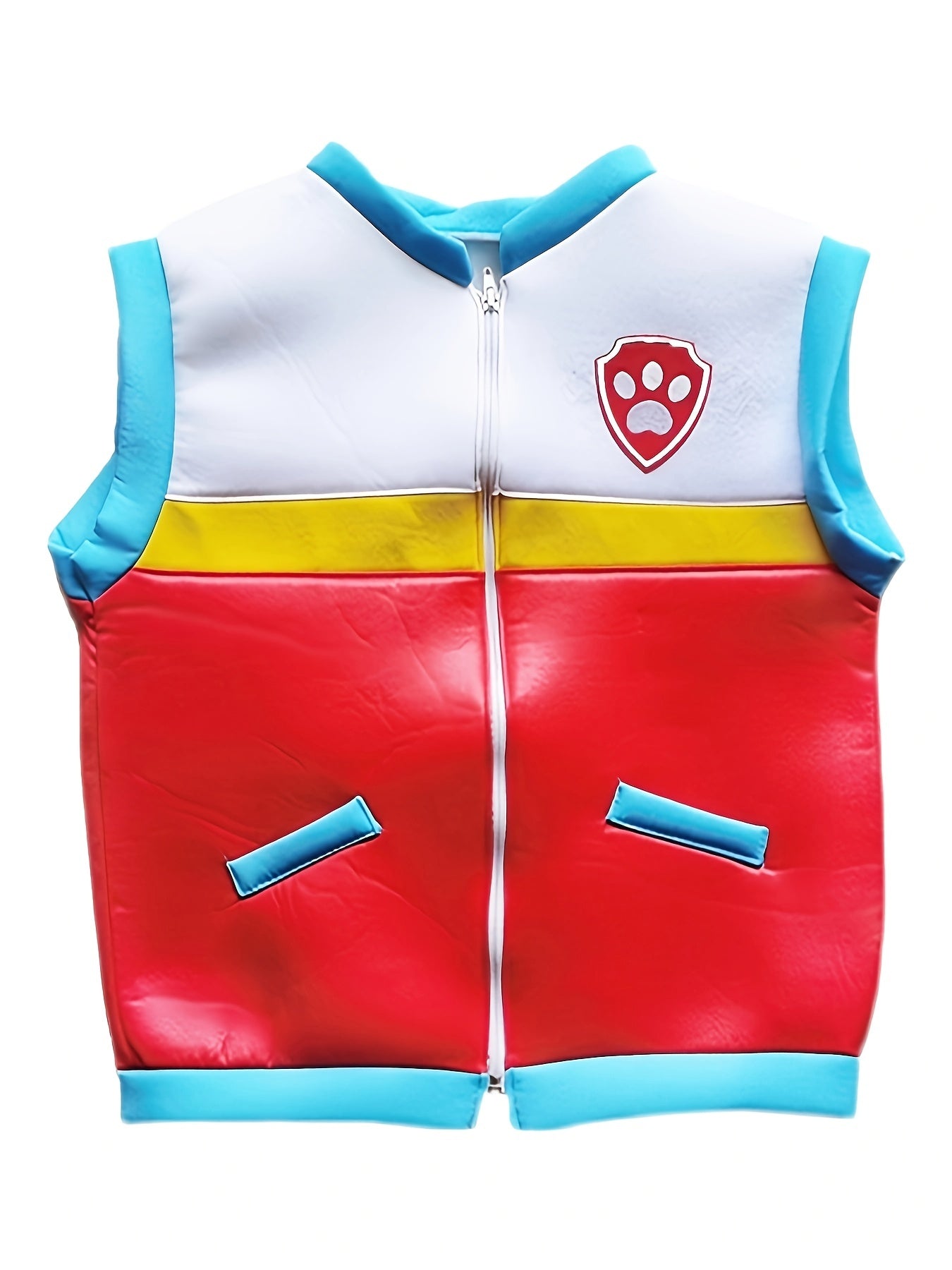 Boy's Dog Paw Embroidered Cosplay Costume Zip Up Vest
