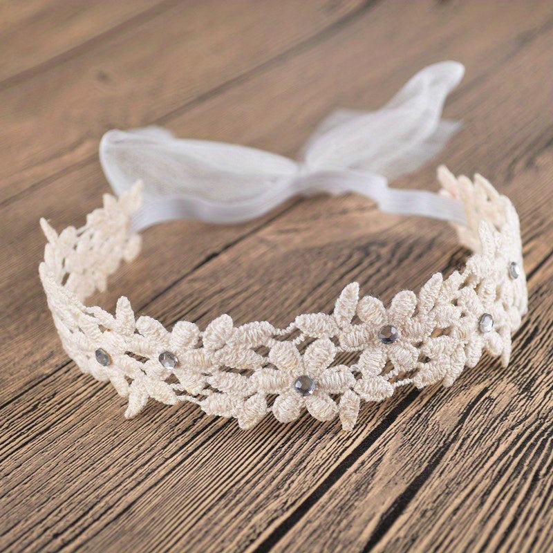 Lace Pearl & Diamond Headband - Hair Accessory for Baby Girls