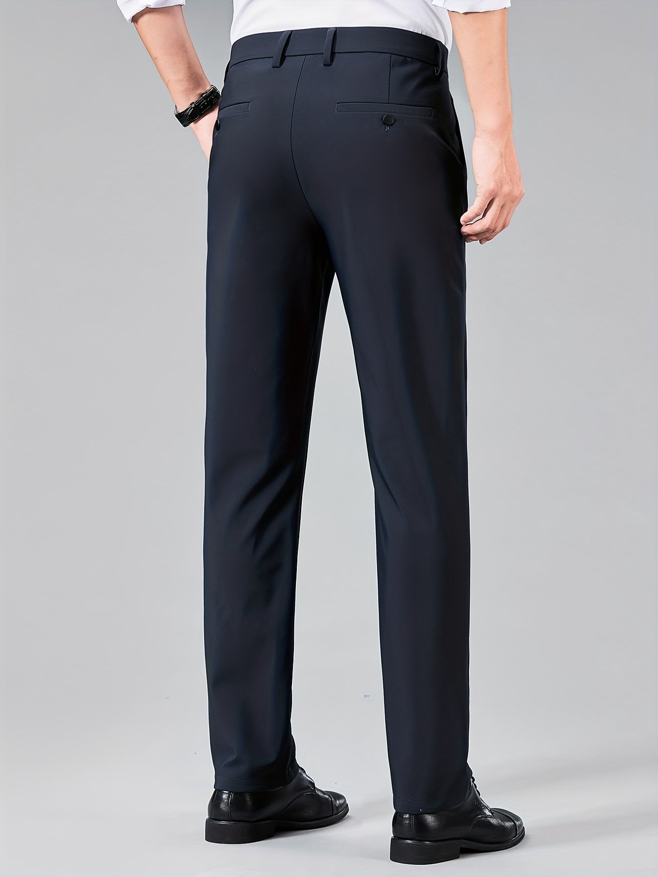 Men's Formal Solid Stretch Dress Pants Business Wear Spring Summer