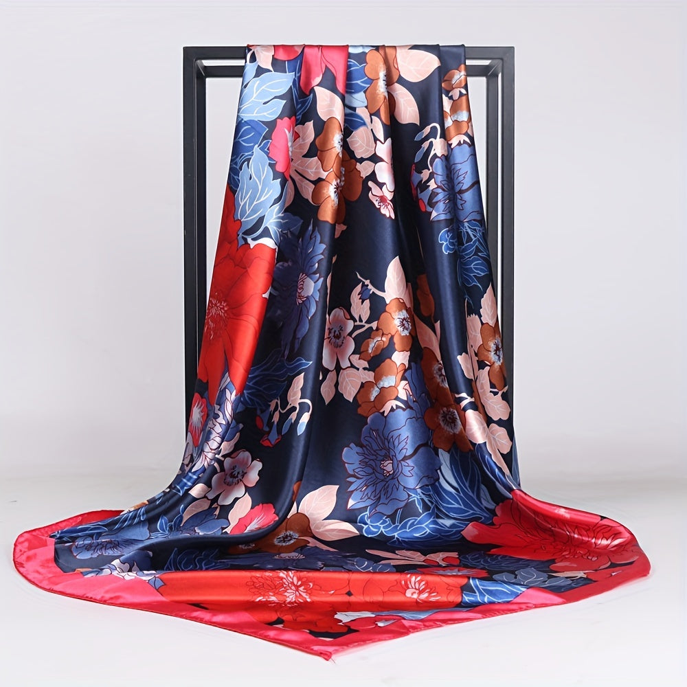 Silk Satin Square Scarf Printed Sunscreen Shawl Wrap Long Scarf