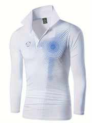 Men's Block Turndown Collar Casual Long Sleeve Shirt