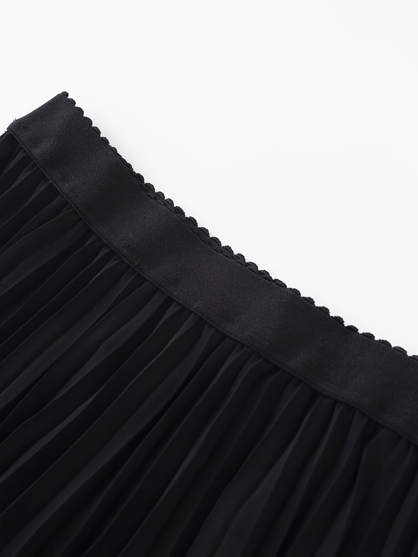 Scallop Trim Waist Pleated Skirt Casual Skirt for Spring & Summer