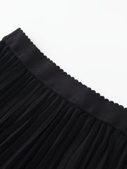 Scallop Trim Waist Pleated Skirt Casual Skirt for Spring & Summer