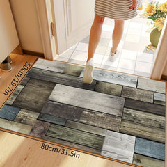 Quick Dry Anti Fatigue Shaggy Wood Print Area Rug, Non Slip Machine Washable