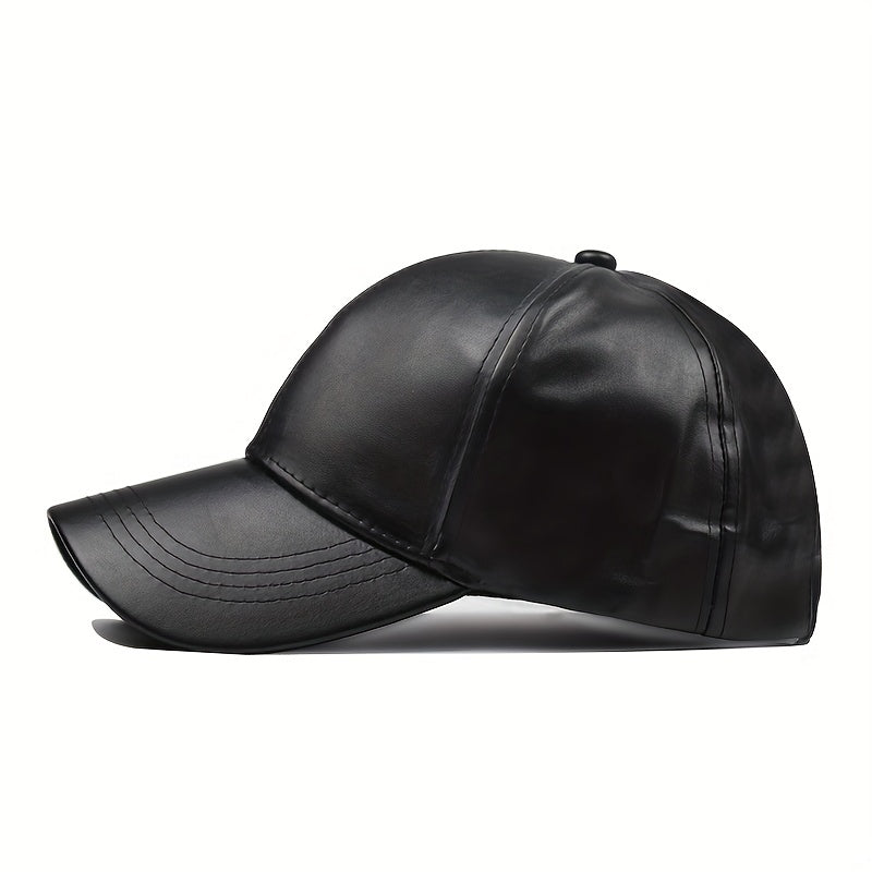 Unisex PU Leather Baseball Cap Stylish Dad Hat Outdoor Sunshade Sports Hats
