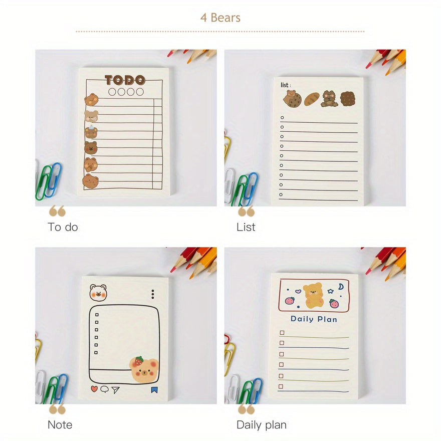 200pcs Bear Sticky Notes Fruit Sticky Notes Paper