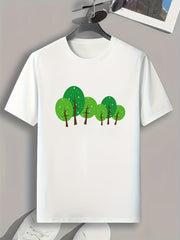 Cartoon Trees Pattern Print Men's Sports T-shirt