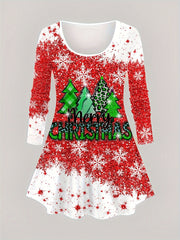 Christmas 2 Piece Set Women's Slogan & Tree Print Top & Leggings