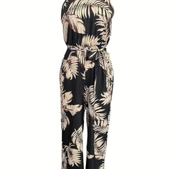 Tropical Print Tie Back Jumpsuit