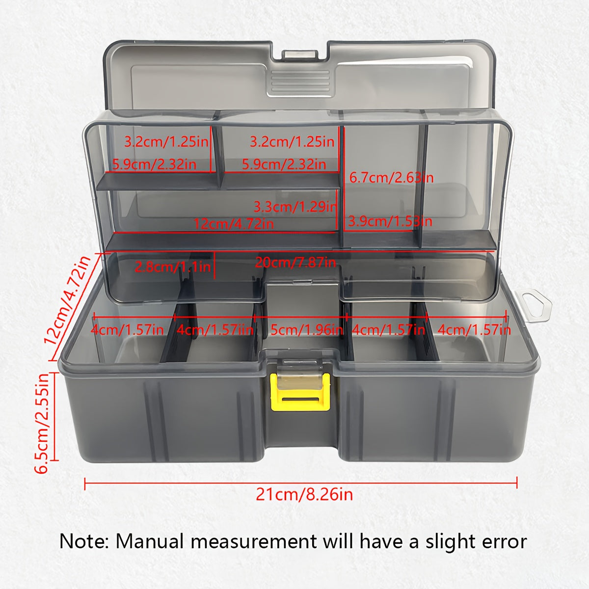 Double Layer Tool Storage Box with Grids & Handles - Screw Organizer