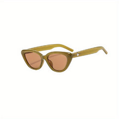 Vintage Triangle Cat Eye Sunglasses UV400 Eyewear For Men