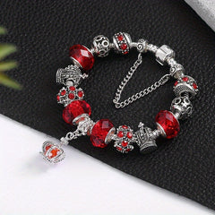 King Queen Princess Crown Charm Bangle Jewelry Snake Chain Beaded Bangles