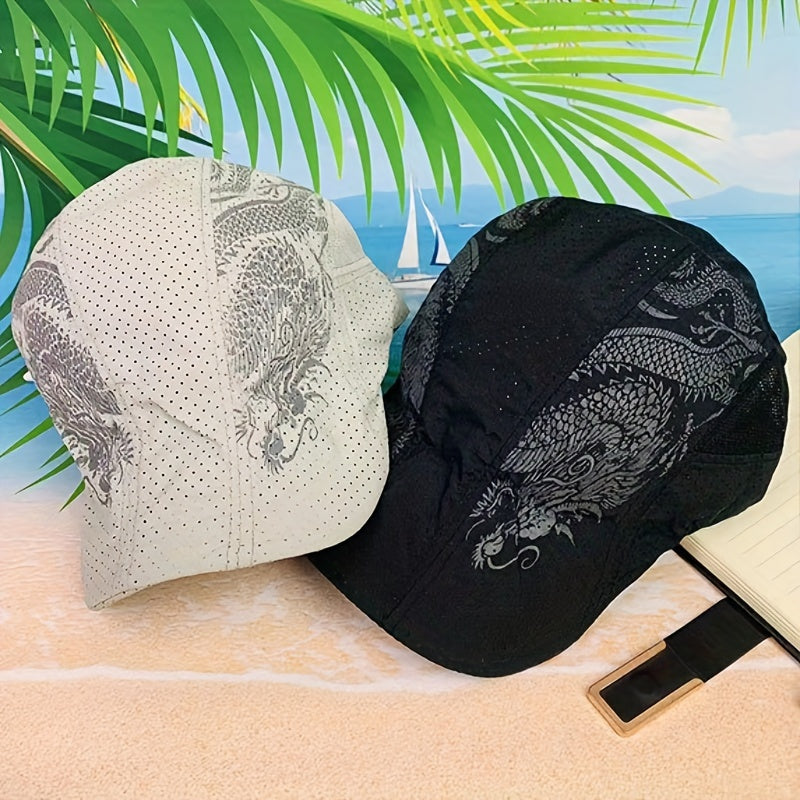 Men Women Quick-drying Long Dragon Pattern Sports Cap