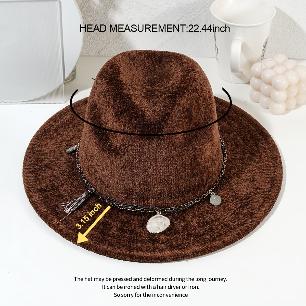 Woolen Fedora Hat With Tassel Belt Cowboy Jazz Cap