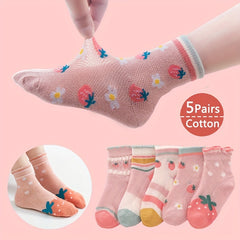 5 Pairs Girls Summer Breathable Mesh Socks