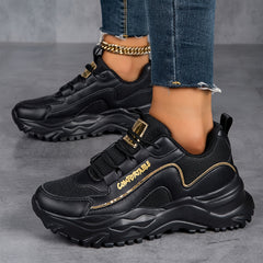 Faux Leather Chunky Sneakers Casual Dad Shoes