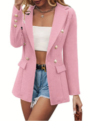 Double Breasted Blazer Long Sleeve Work Office Outerwear