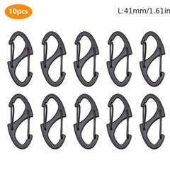10pcs Stainless Steel S Type Carabiner With Lock Keychain Hook Camping Key Lock