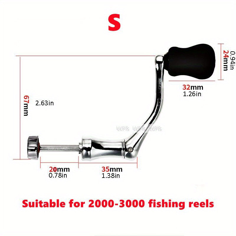 Metal Fishing Reel Handle with Comfortable Knob Replacement for S M L Reels