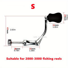 Metal Fishing Reel Handle with Comfortable Knob Replacement for S M L Reels