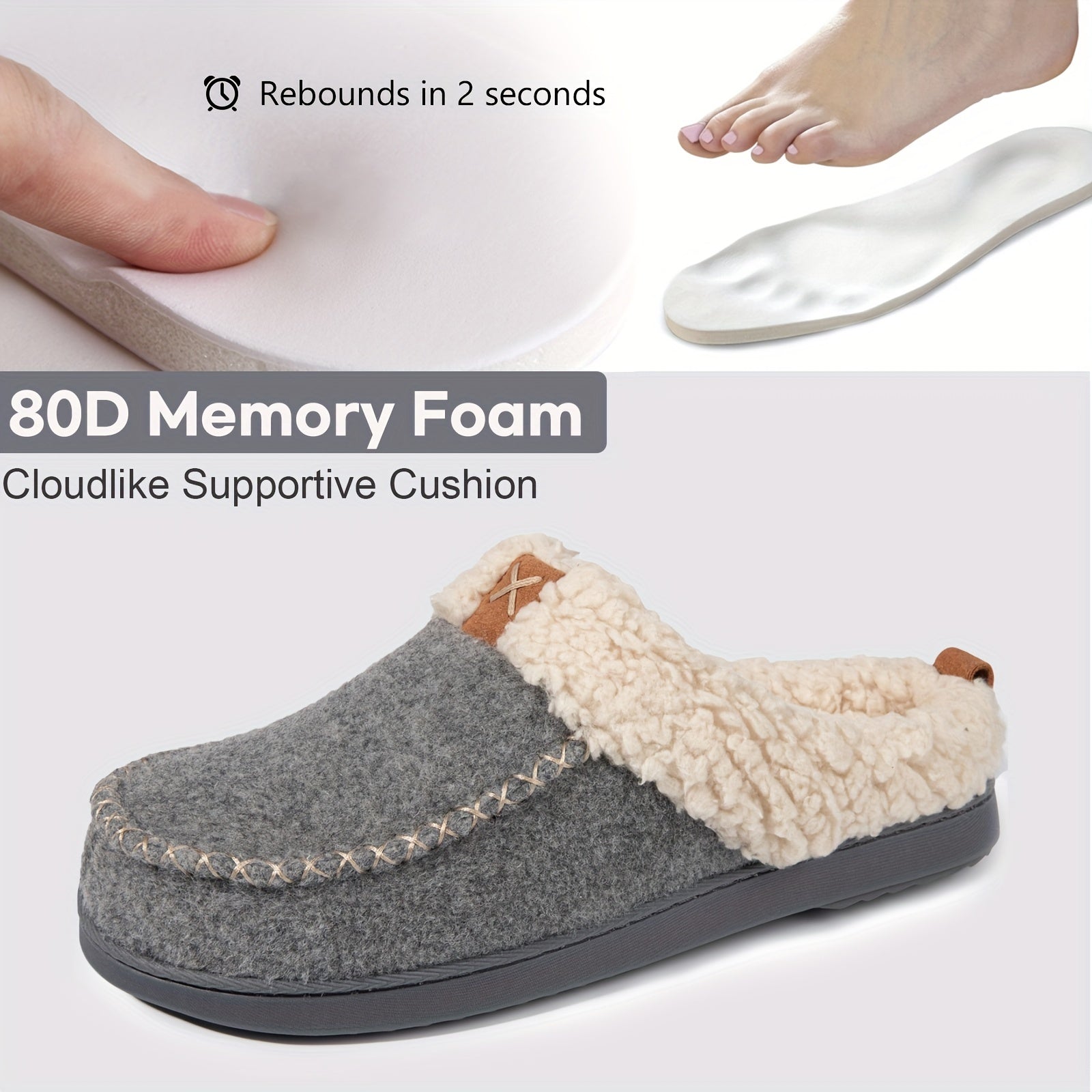 Women's Plush Felt Sherpa Slippers Slip On Plush Lined Shoes