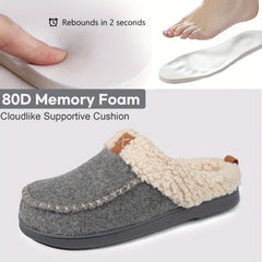 Women's Plush Felt Sherpa Slippers Slip On Plush Lined Shoes
