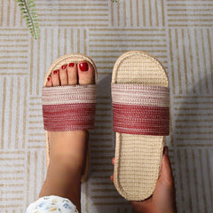 Women's Ombre Home Linen Slides Open Toe Ultra Light Shoes