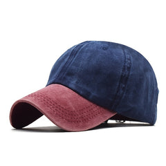 Washed Cotton Adjustable Baseball Cap Unisex Double Contrast 100% Cotton
