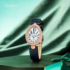 LIGE Girls Quartz Watch Teen Gift Life Waterproof Oval Female Student Watch