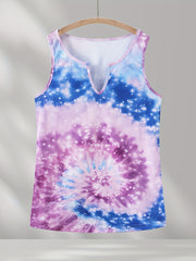 Tie Dye Notched Neck Tank Top Sleeveless Casual Summer Women's Clothing