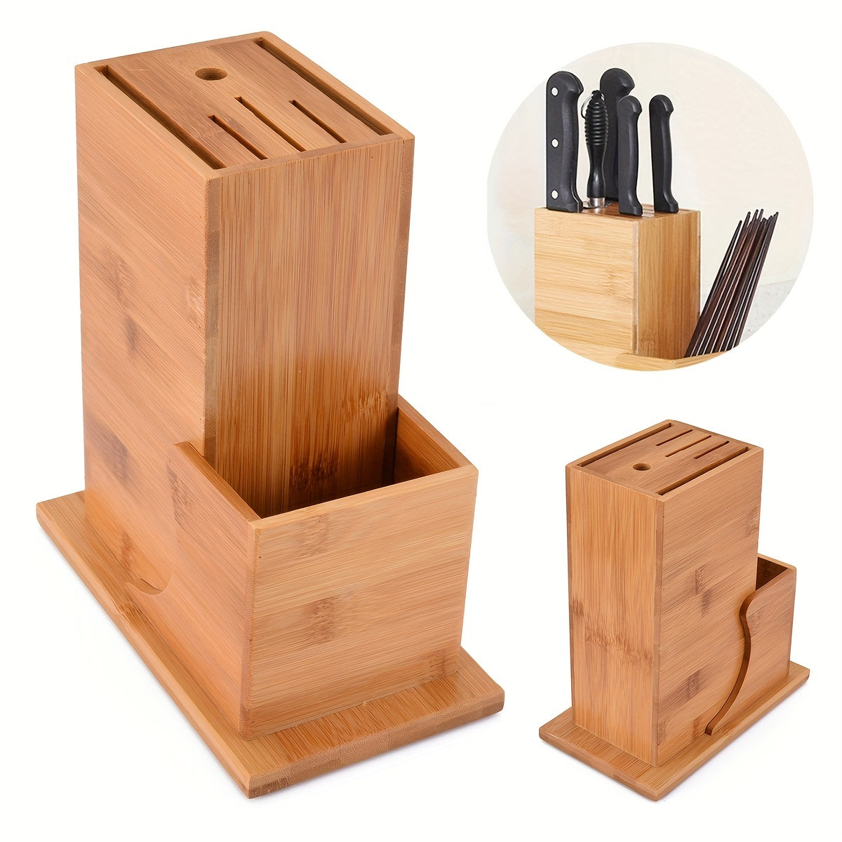 Bamboo Kitchen Utensil Holder Block Home Organizer