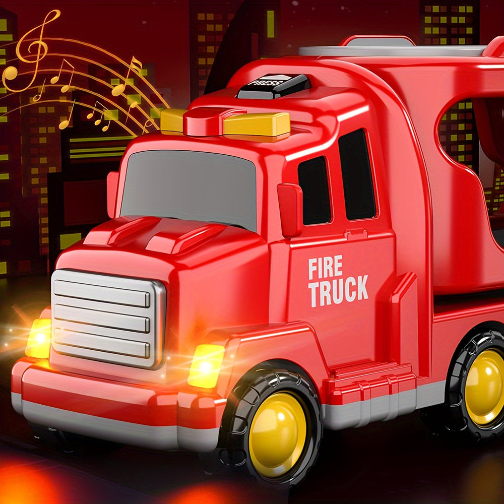 Fire Truck Set: 5 Large Double Decker, 4 Small Extinguishers, 1 Urban Vehicle