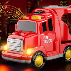 Fire Truck Set: 5 Large Double Decker, 4 Small Extinguishers, 1 Urban Vehicle