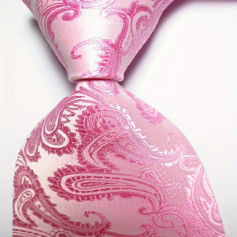 Paisley Tie Men's Set Pink Red Orange Woven