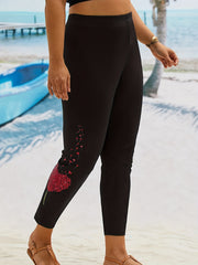 Heart & Dandelion Print Plus Size High Rise Leggings