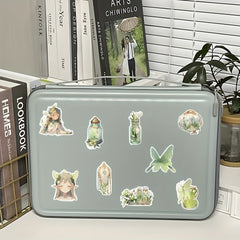 60pcs Green Flower And Elf PVC Cartoon Stickers For Kids Laptop Decoration