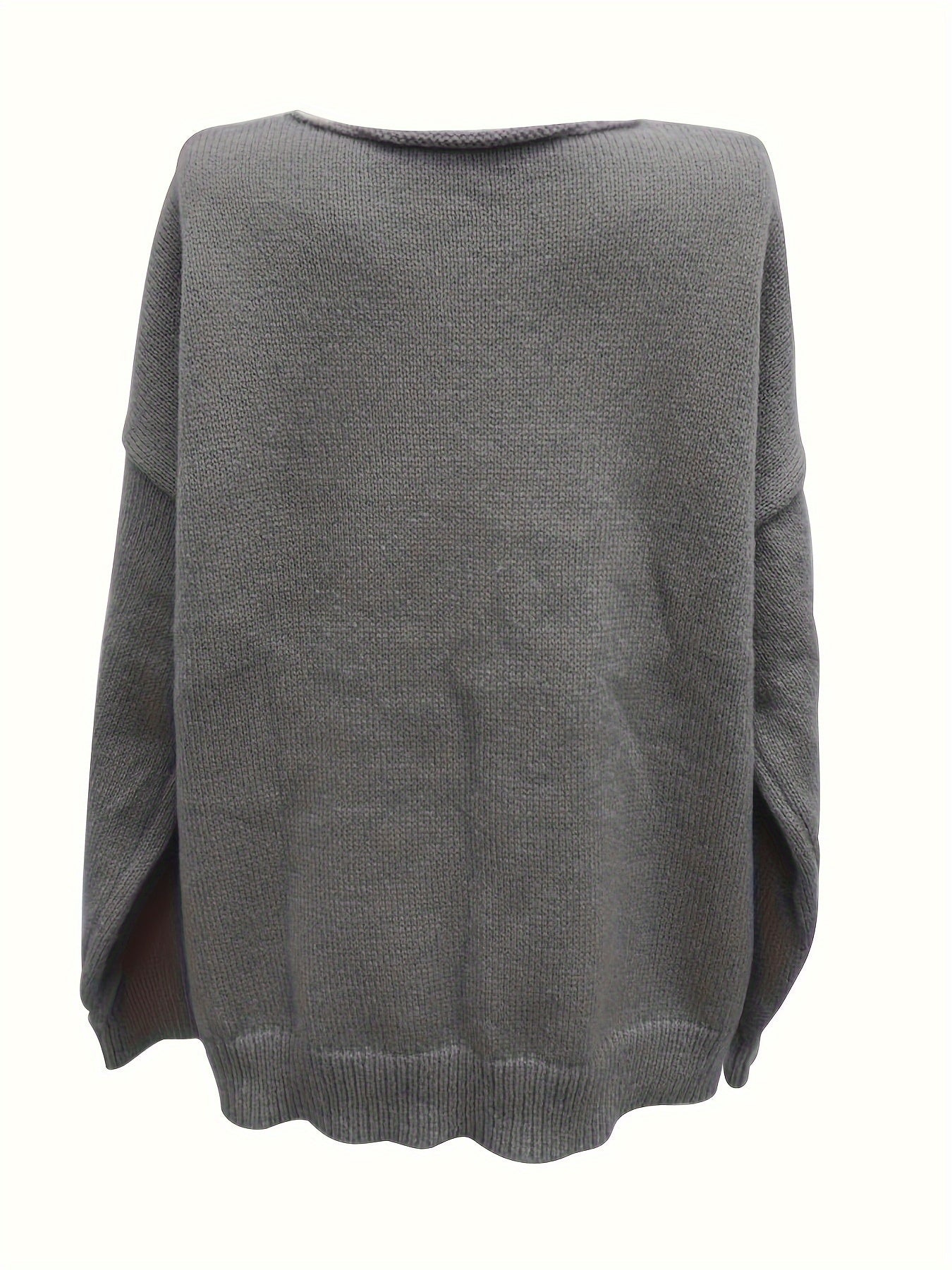 Solid Long Sleeve V Neck High Stretch Jumper