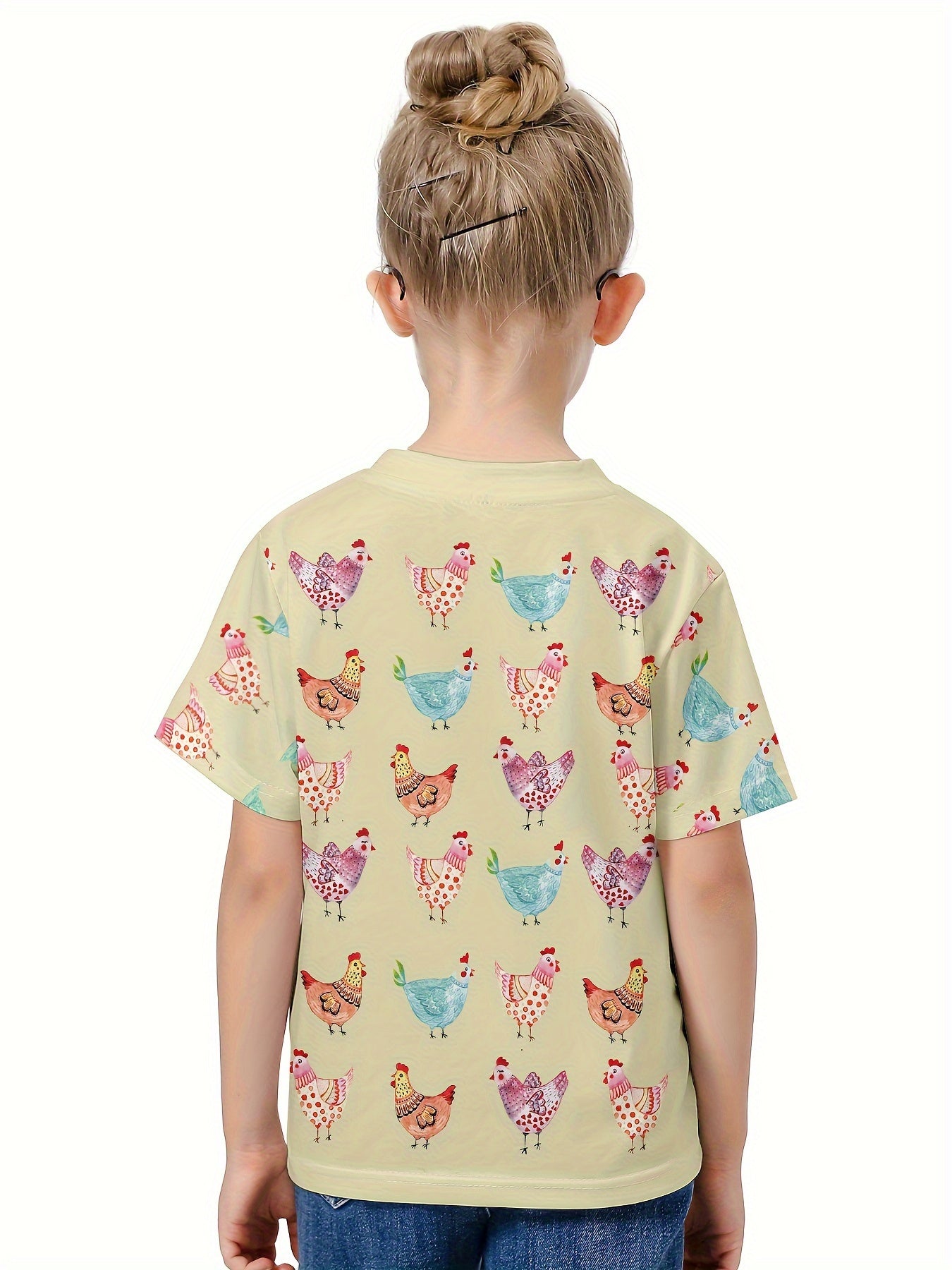 3D Sweet Chick Graphic Short Sleeve T shirt Girls boys Breathable Pullover Tops