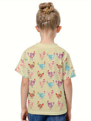 3D Sweet Chick Graphic Short Sleeve T shirt Girls boys Breathable Pullover Tops