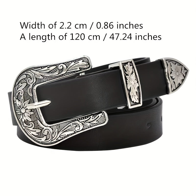Vintage PU Leather Wide Belt Carved Buckle Plus Size Dress Girdle