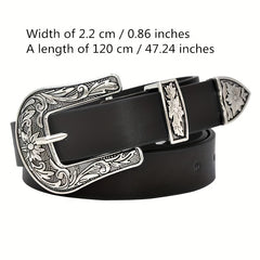 Vintage PU Leather Wide Belt Carved Buckle Plus Size Dress Girdle