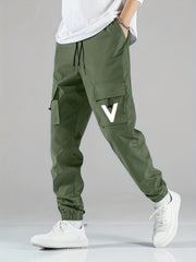 V Cargo Pants Men's Loose Casual Outdoor Work Streetwear Hip Pop Style