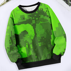 Girls Geometric Pattern Crew Neck Sweatshirt